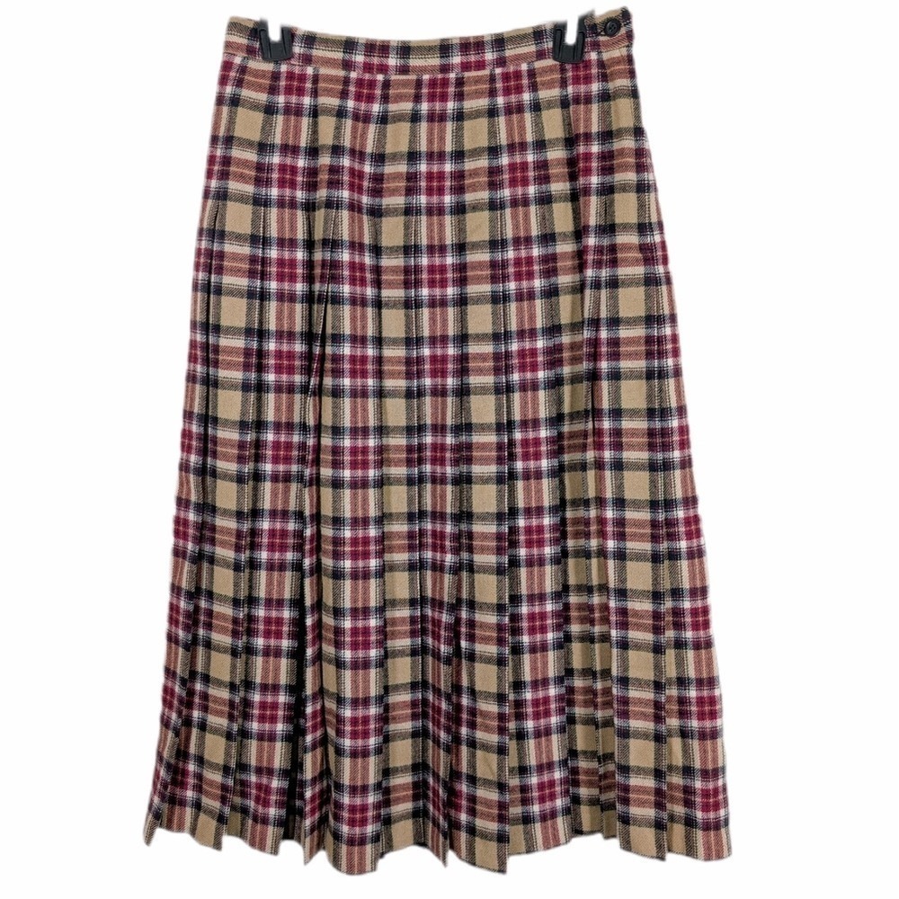 Pendleton Vintage 70s Whimsigoth Dark Eclectic Plaid Aline Wool Midi Skirt